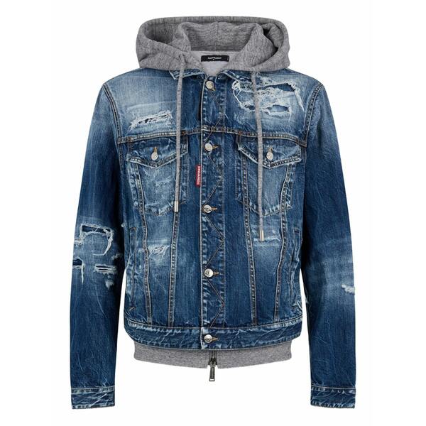 ディースクエアード メンズ 上衣＆上衣 アウター Ripped-detail denim jacket Blue
