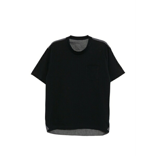 サカイ メンズ ティーシャツ トップス Layered crew-neck t-shirt Blue