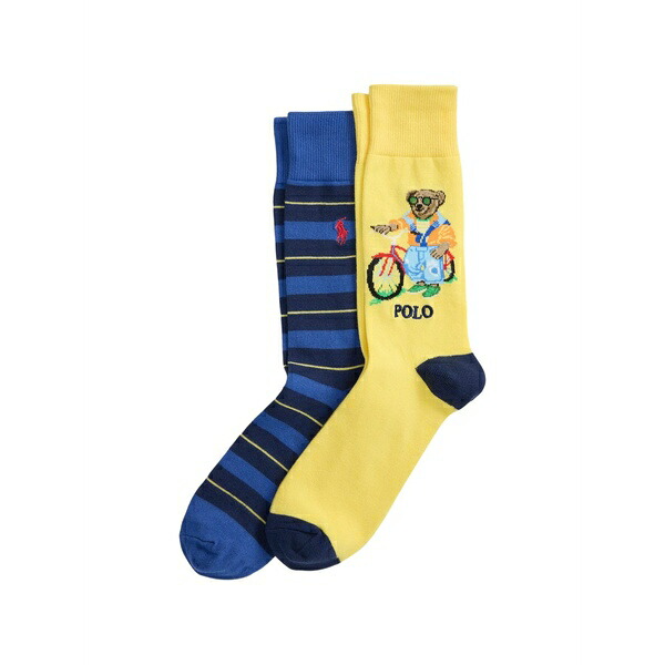 ラルフローレン メンズ ソックス アンダー御召しもの Polo bear striped-pattern socks (pack of two) Yellow