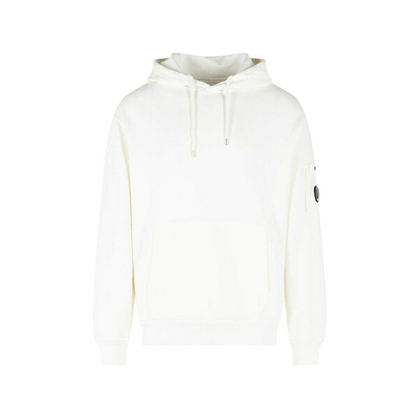 シーピーカンパニー メンズ パーカー・スウェットシャツ アウター Drawstring lens patch hoodie White