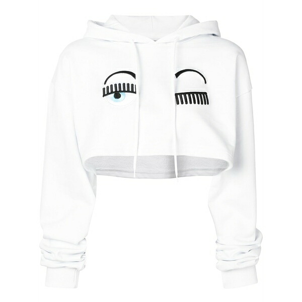 シアラフェラーニ レディース パーカー・スウェットシャツ アウター Cropped winking hoodie -