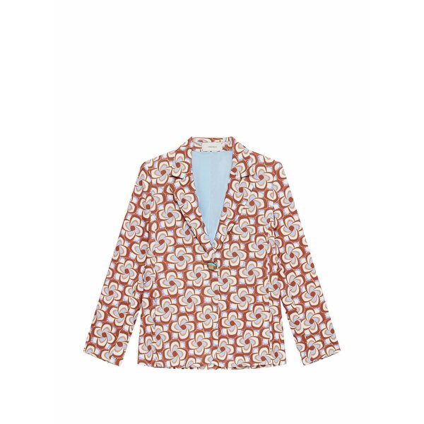 マリパルミ レディース 上衣＆上衣 アウター Patterned single-breasted blazer Brown