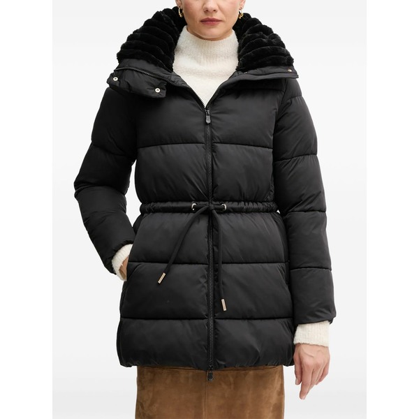 セーブザダック レディース 上衣＆上衣 アウター Faux-fur hooded puffer jacket Black