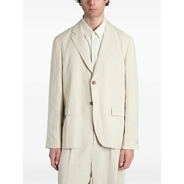 棲み家 狐狸 メンズ 上衣＆上衣 アウター Logo-patch single-breasted tailored blazer Neutrals