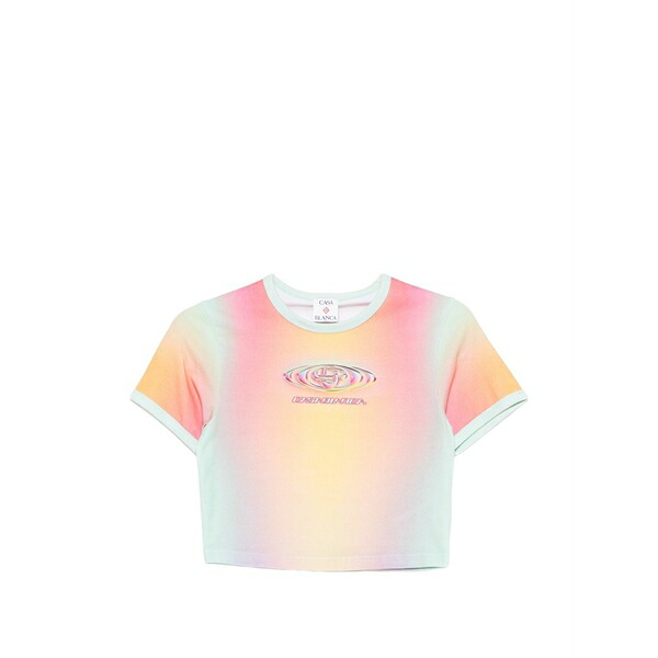 カサブランカ レディース ティーシャツ トップス Printed cropped t-shirt Blue