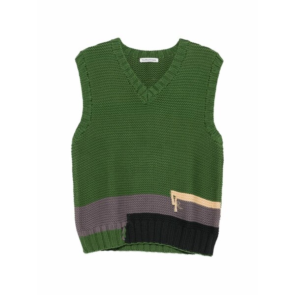 ワイエムシー メンズ カットソー トップス V-neck colour-block vest Green