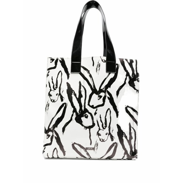 エムエスジイエム レディース トートバッグ 御徒面子 Rabbit-print tote bag White