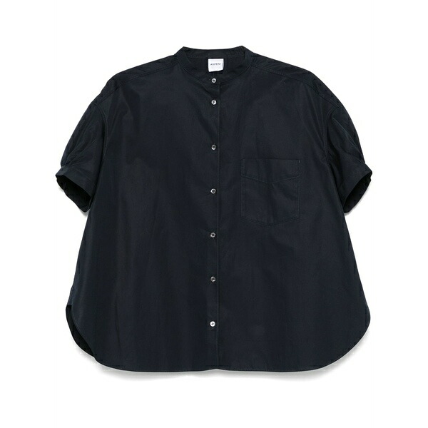 アスペジ レディース プルオーバー トップス Short-sleeve poplin shirt Blue