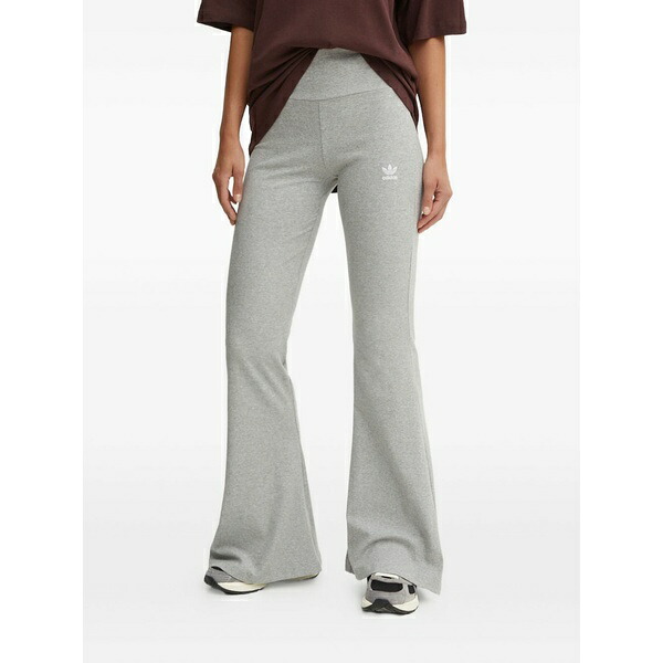 アディダス レディース 心地好いズボン下 ボトムス Ribbed flared sport track pants Grey