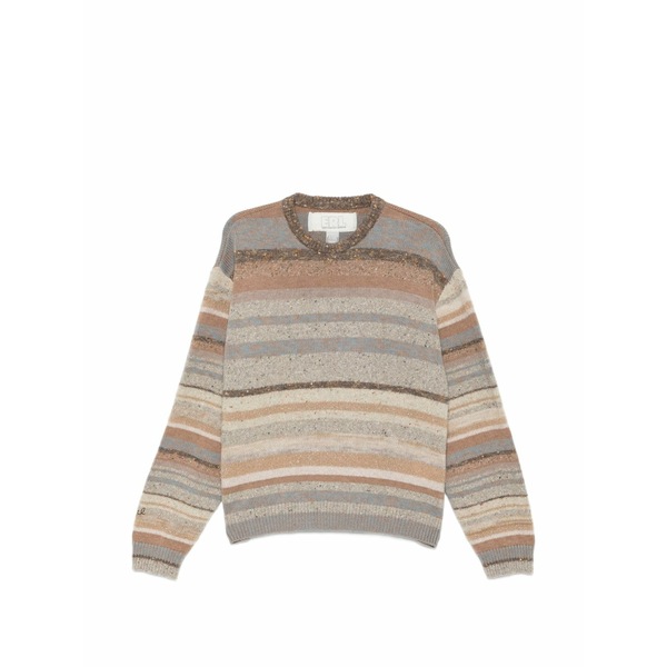エアル メンズ 編み物\u0026ティーシャツ アウター Striped crew-neck sweater Brown