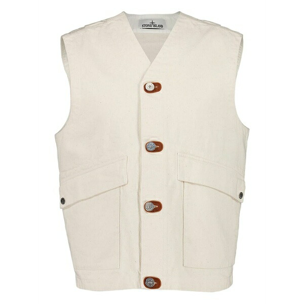 ストーンアイランド メンズ 厚地の外套 アウター V-neck buttoned gilet White