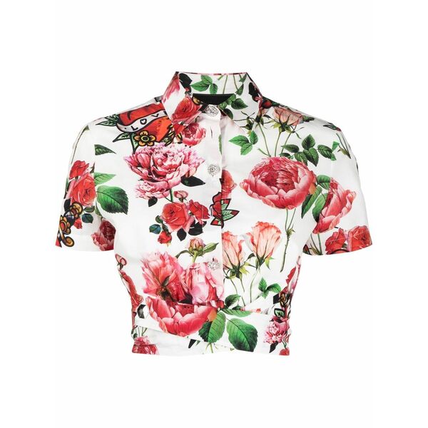 フィリップ飾り気のない レディース プルオーバー トップス Tie detail cropped shirt White