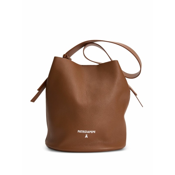 パトリツィア ペペ レディース ショルダーバッグ 御徒面子 Logo-print pebbled shoulder bag Brown