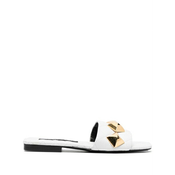 フィリップ飾り気の無い レディース サンダル シューズ Flat studded matelass￡¨ sandals White