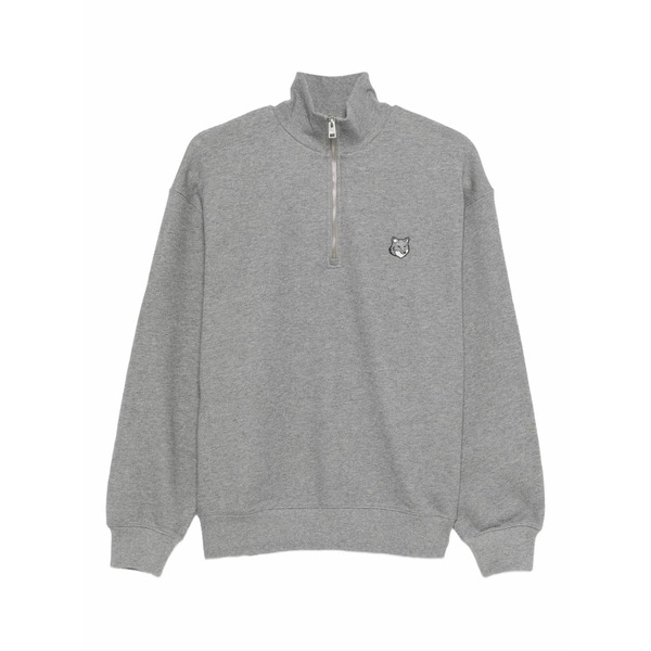 住み家 稲荷 メンズ パーカー・スウェットシャツ アウター Fox-head half-zip sweatshirt Grey