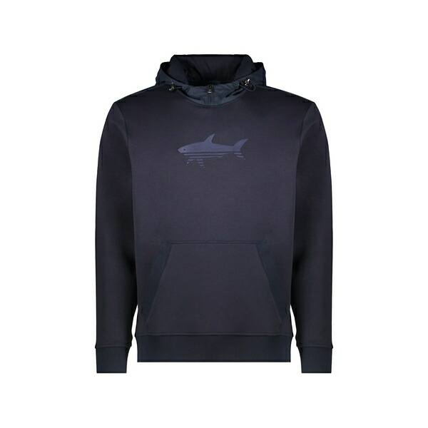 ポールアンドシャーク メンズ パーカー・スウェットシャツ アウター Logo-detail drawstring hoodie Blue