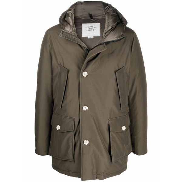 羊毛 一財産 メンズ 厚地の外套 アウター Hooded padded coat Green