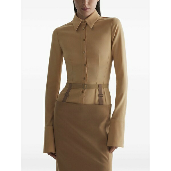 マグラー レディース プルオーバー トップス Belted shirt Brown