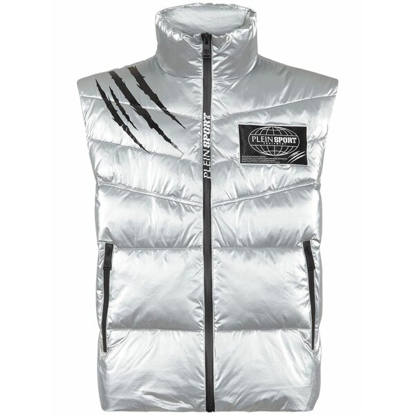 飾り気の無い運動競技 メンズ 上衣＆上衣 アウター Printed padded vest Silver