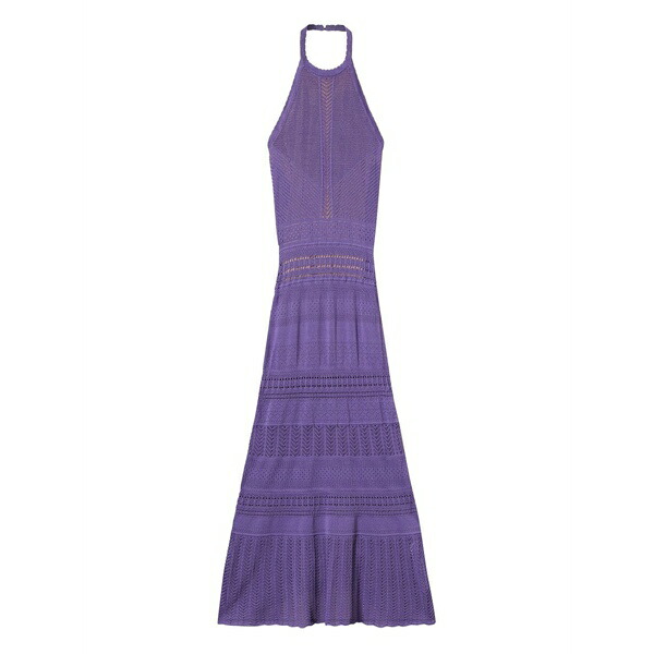 ツイン書き割り レディース 衣裳 トップス Pointelle-knit halterneck MIDI dress Purple