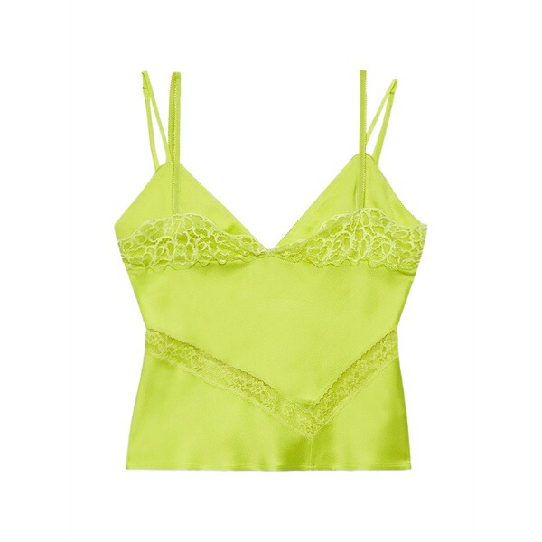 エムエスジイエム レディース カットソー トップス Lace v-neck tank top Green