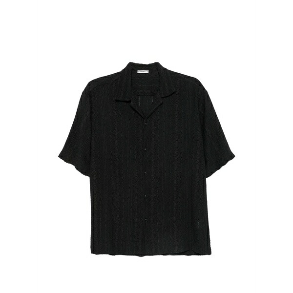 インペリアル メンズ プルオーバー トップス Pointelle-knit camp-collar shirt Black