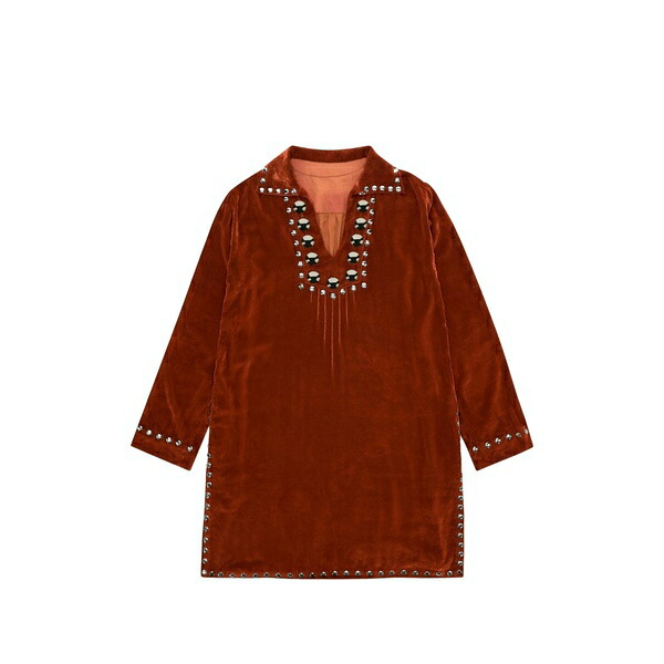 フォルテラ レディース プルオーバー トップス Studded velvet blouse Brown