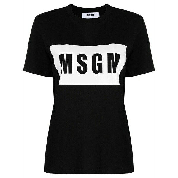 エムエスジイエム レディース ティーシャツ トップス Logo-print cotton t-shirt Black