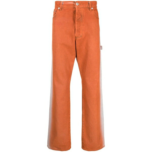 戸呂 プレストン メンズ ジーンズズボン下 ボトムス Gradient-effect straight-leg jeans Orange