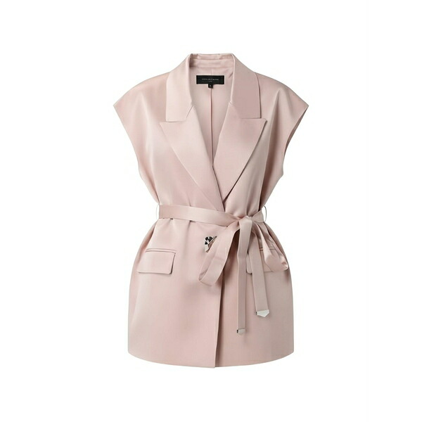 ピンコ レディース 厚地の外套 アウター Belted satin gilet Pink