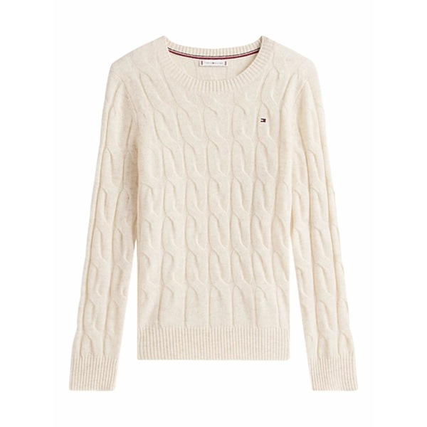 トミー ヒルフィガー レディース 編み物\u0026プルオーバー アウター Cable-knit logo-detail sweater Neutrals
