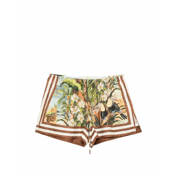 アレメ レディース 心地好いズボン下 ボトムス Toucan tango print shorts Brown