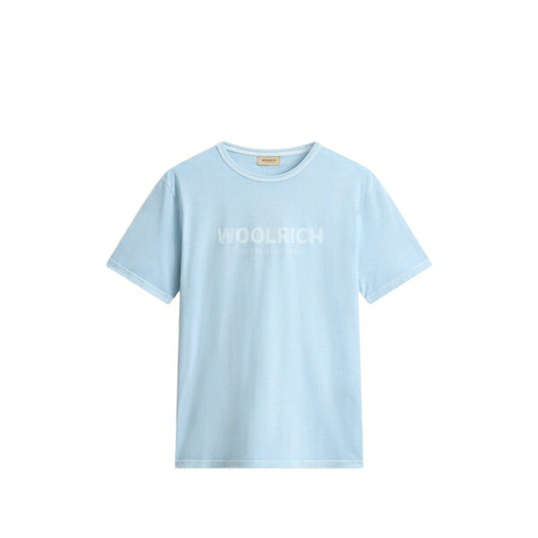 羊毛 資産家 メンズ ティーシャツ トップス Garment-dyed printed t-shirt Blue