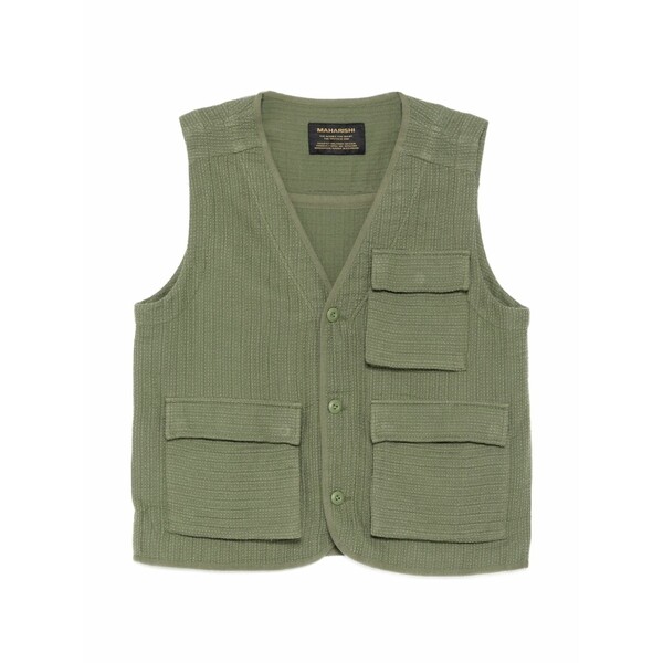 マハリシ メンズ ジャケット＆ブルゾン アウター Textured multi-pocket gilets Green｜asty