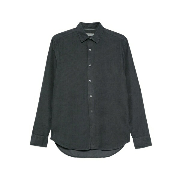 カナーリ メンズ プルオーバー トップス Long-sleeve button-down shirt Grey
