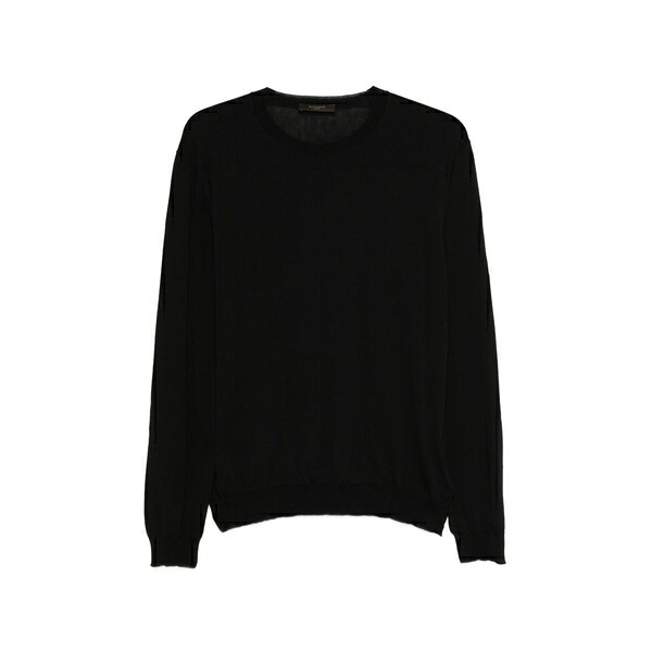ザノーネ メンズ ニット&セーター アウター Long-sleeve crew-neck knitwear Black｜asty