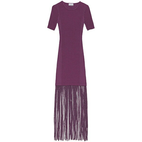 ガニー レディース 衣裳 トップス Fringed ribbed-knit dress Purple
