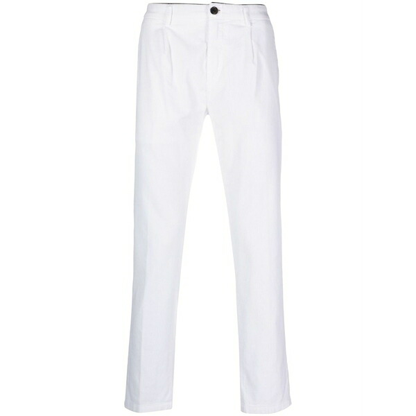 デパートメントファイブ メンズ 心地よいズボン下 ボトムス Pleat-detail tapered-leg trousers White