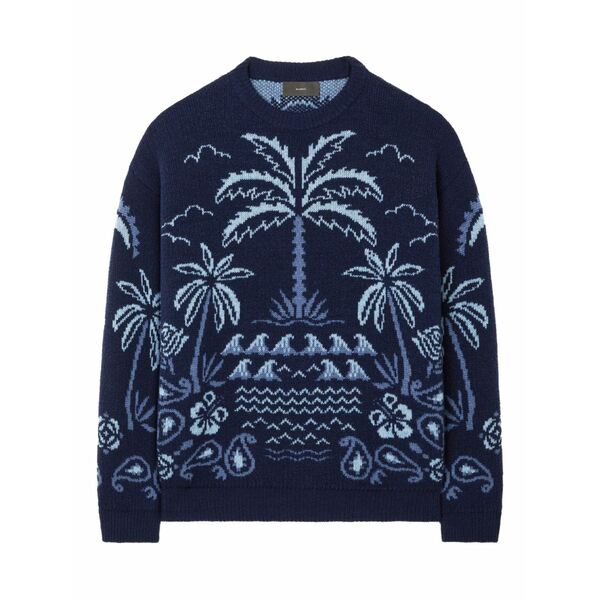 アラヌイ メンズ 編み物\u0026ティーシャツ アウター Glimpse of eden palm-tree intarsia sweater Blue