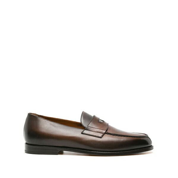 ドンカルズ メンズ スリッポン・ローファー シューズ Burnished-finish leather loafers Brown
