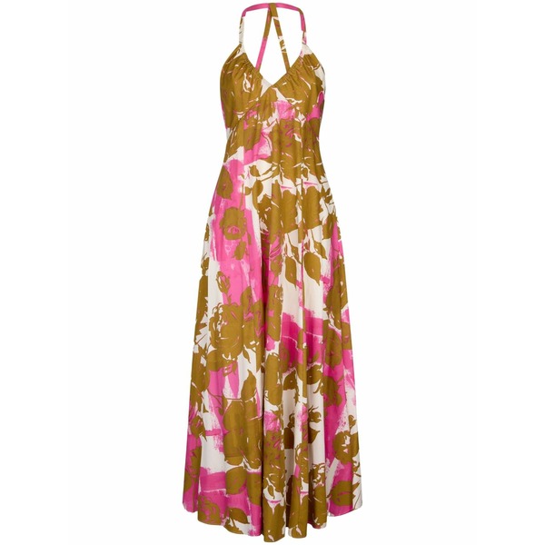リュージョー レディース 衣裳 トップス Printed poplin dress Brown