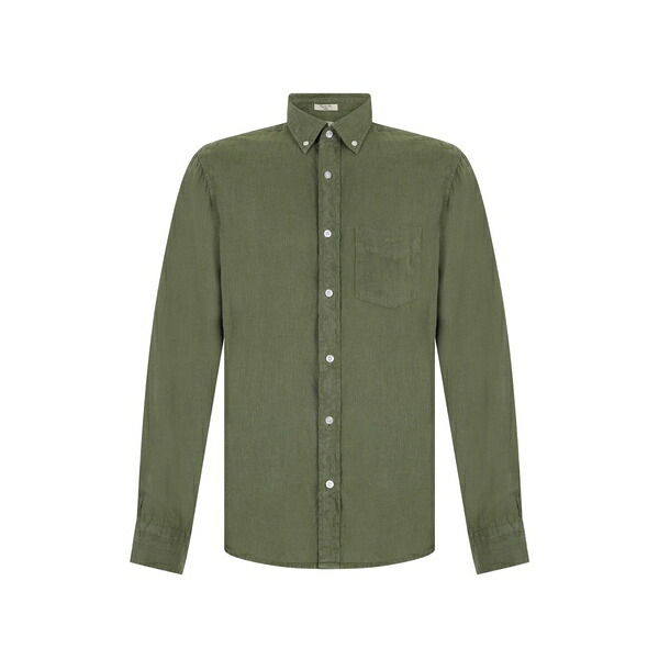 ガント メンズ シャツ トップス Long-sleeve linen shirt Green｜asty