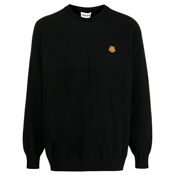 ケンゾー メンズ ニット&セーター アウター Tiger-patch jumper Black｜asty