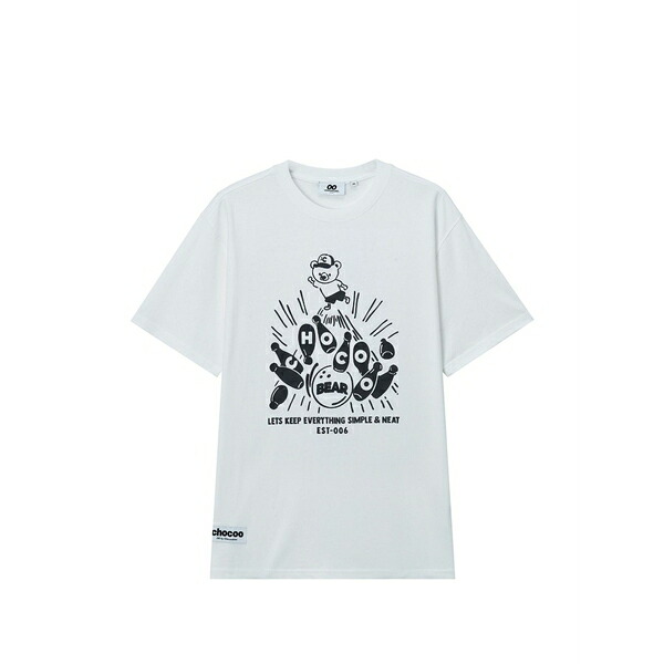 黒茶 メンズ ティーシャツ トップス Graphic-print t-shirt White