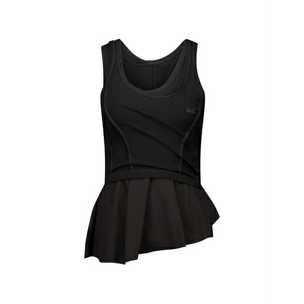 ナターシャジンコ レディース カットソー トップス Asymmetric peplum-hem tank top Black