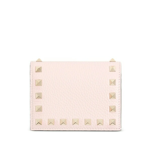 ヴァレンティノ ガラヴァーニ レディース 銭入れ 添え物 Small rockstud grainy calfskin wallet Pink