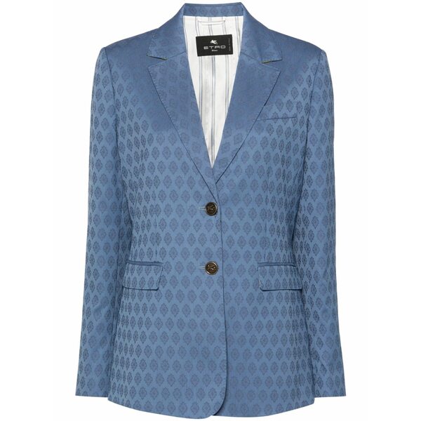 エトロ レディース 上衣＆上衣 アウター Patterned-jacquard wool blazer Blue