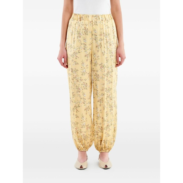 ヴィコロ レディース 心地よいズボン下 ボトムス Floral-print elasticated-cuff trousers Yellow