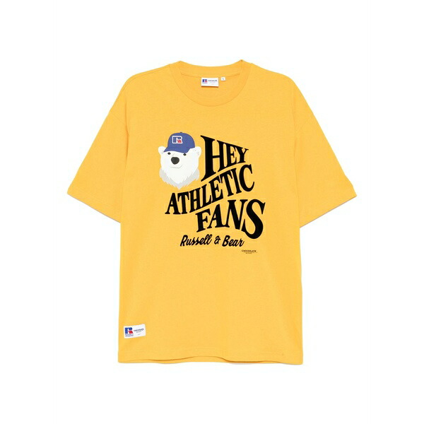 チョコレート メンズ Tシャツ トップス X russell athletic graphic-print t-shirt Yellow|asty