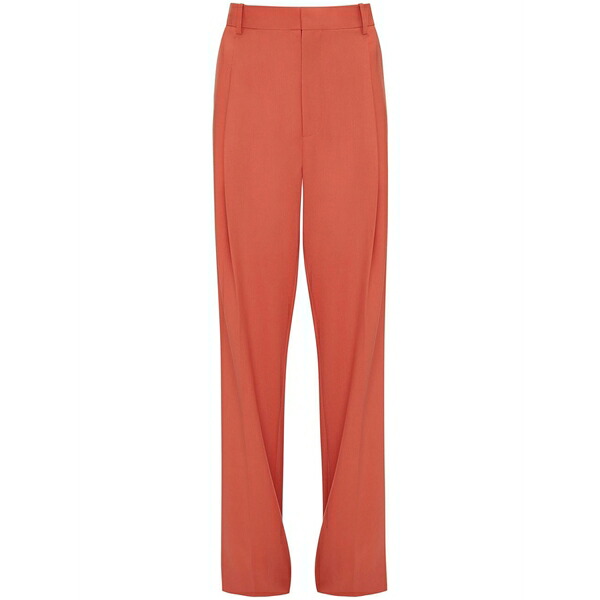 ヴィクトリア ベッカム レディース 心地よいズボン下 ボトムス Pleat-detail wide-leg trousers Orange